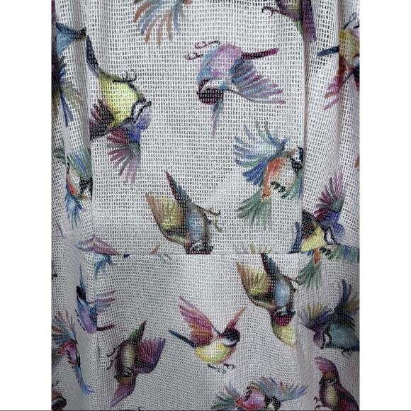 Anthropologie Hutch Size 6 Netted Ivory Bird Print Dress - Picture 3 of 6